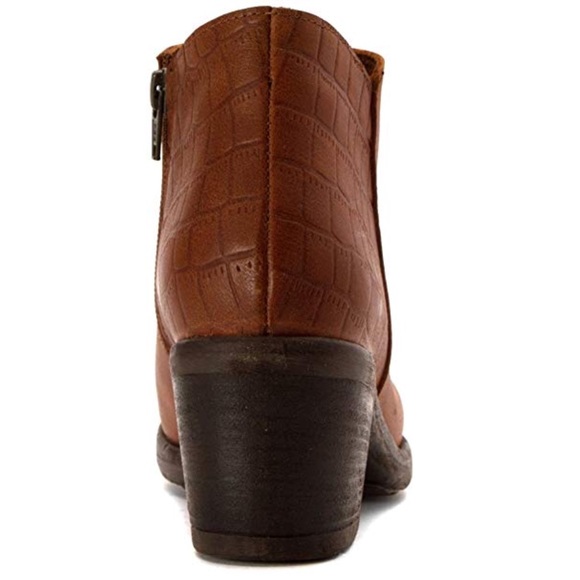 Luggage Leather Snake Print Heel Block Heel Boots - Picture 7 of 7